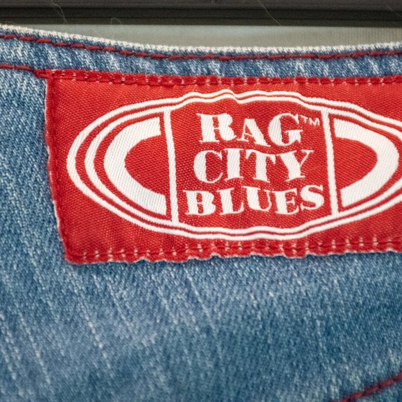 Rag City Blues Button Up Jeans, 9/10, Medium Blue w/red stitch - Picture 4 of 8